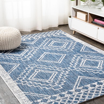 Marokko Diamond Tribal Medallion 3x5 Blue/Ivory Synthetic Rug