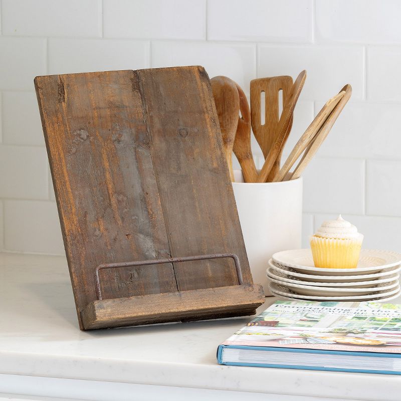Park Hill Collection Aged Wooden Cookbook Stand, 3 of 5