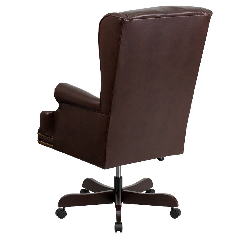 High Back Traditional LeatherSoft Tufted Executive Ergonomic Office Leather Chair Brown - Flash Furniture, 3 of 5