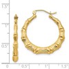 Black Bow Jewelry 4mm x 26mm 14k Yellow Gold Hollow Bamboo Inspired Hoop Earrings - 4 of 4
