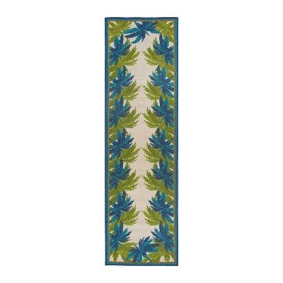 World Rug Gallery Tropical Floral Border Flatweave Indoor/Outdoor Area Rug