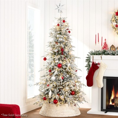 Washed White Woven Hyacinth Christmas Tree Collar