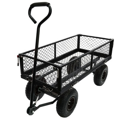 Anybear Heavy Duty Metal Garden Cart Steel Mesh Black 300lbs Garden Cart