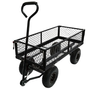 Anybear Heavy Duty Metal Garden Cart Steel Mesh Black 300lbs Garden Cart - 1 of 4