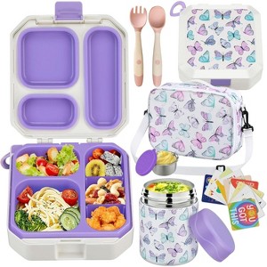 Bento Lunch Box for Kids with 12oz Soup Thermo Leak-Proof Lunch Food Container with 5 Compartment Thermo Hot Food Jar - 1 of 4