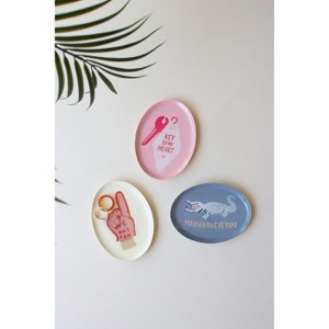 Decorative Trinket Tray Set – 3.5 Inch Hand-Painted Metal Sayings Design By kalalou - 1 of 4