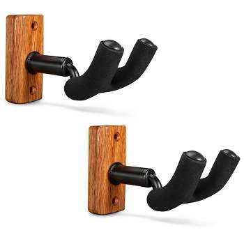 Guitar Wall Mount 3 Pack, Guitar Hanger with Rotatable Soft Hook for All  Size Guitars, Black Walnut Hardwood U-Shaped Guitar Holder Wall Mount for