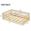 SEVOBAL Kids Furniture Beds Full Size Montessori Floor Bed with Slats Fence and Door Sturdy Wood Easy Assembly for Kids, Brown, 80.71"*16.34"*5.51" - 3 of 4