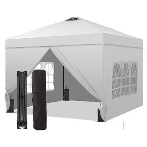 Ainfox 10ftx10ft Pop Up Canopy Tent with 4 Sidewalls One Push Tent Canopy with Wheeled Carry Bag, 8 Stakes and 4 Ropes - 1 of 4