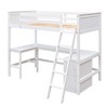 PAGED Twin Bunk Bed with Desk Modern Wooden Bed Frame with Storage Cabinet, Guardrail and Inclined Ladder for Bedroom - 3 of 4