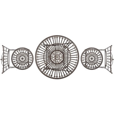 Belen Black Rust Iron Outdoor Bistro Set with Round Table