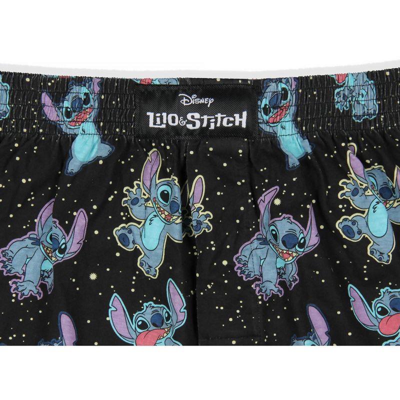Disney Men's Lilo And Stitch Floating In Space Multi-Character Boxer Shorts Black, 3 of 4