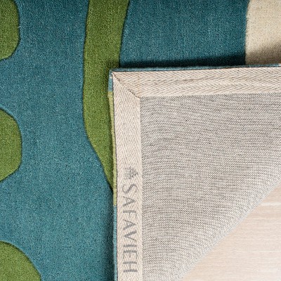 Teal and Multicolor Handmade Wool and Viscose Area Rug