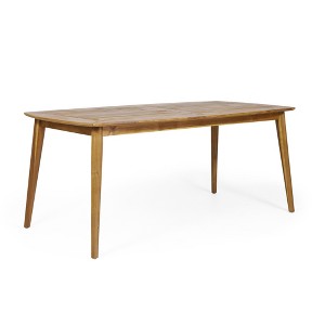 NAYSAYE Patio End Table Acacia Wood Dining Table with Curved Frame for Outdoor Use, Beige, 73.75"*38.5"*5.5" - 1 of 4