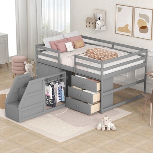 Full size low loft bed 2024 for adults