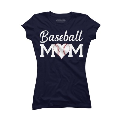 Junior's Design By Humans Baseball Mom Heart By shirtpublic T-Shirt