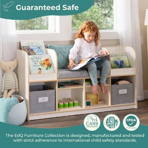 Guidecraft EdQ Reading Nook: Wooden Kids' Furniture for Book Storage with Bins and Cushioned Seat, Reading Bench Bookshelf - 1 of 4