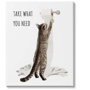 Stupell Industries Take What You Need Toilet Paper Cat Canvas Wall Art