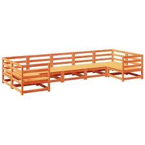 vidaXL Garden Sofa Set Solid Pine Wood Large Modular - Wax Brown Without Cushion - 1 of 4