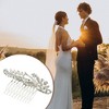 Unique Bargains Women's Rhinestone Hair Bride Wedding Comb 1 Pc Silver Tone 4.13"x2.36" - 4 of 4