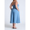 ELOQUII Women's Plus Size Denim Corset Bodice Midi Dress - 3 of 3