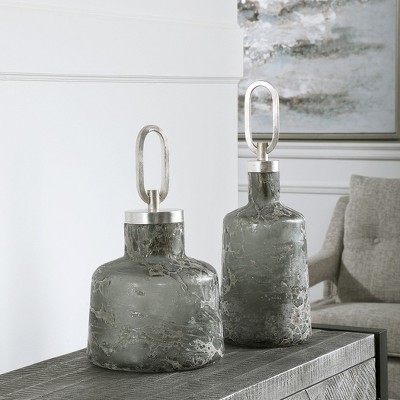 Uttermost Storm Art Glass Bottles, Set of 2