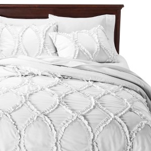 Avon Ogee Texture Comforter Set (Queen) White 3pc - Lush Décor