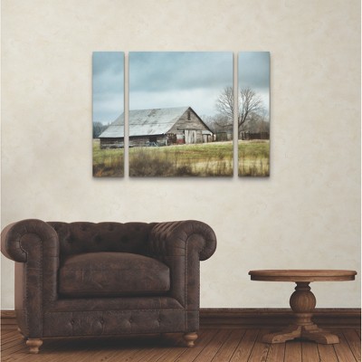 Rustic Gray Barn Canvas Wall Art Set, 24x32 Inches