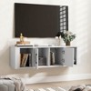 Costway 2-Door Floating Storage Cabinet with 2 Cubes Console Storage Hutch Under TV - 4 of 4