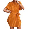 Anna-Kaci Women's Short Sleeve Polka Dot Mini Dress with Waist Tie Belt and Relaxed Fit - 2 of 4