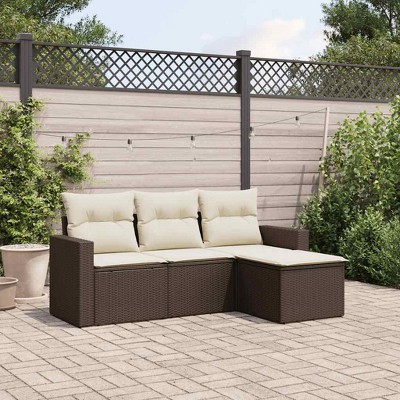 vidaXL Garden Sofa Set PE rattan 4 Piece Removable Covers