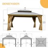 DOMETOUR 12'x16' Hardtop Aluminum Gazebo with Steel Double Canopy, Curtains & Netting for Patio, Deck, Backyard (Wood-Looking) - 2 of 4