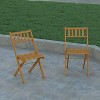 Emma and Oliver Set of 2 All Natural Weather Resistant Acacia Wood Folding Patio Bistro Chairs in a Natural Finish with Protective Teak Oil Layer - 4 of 4