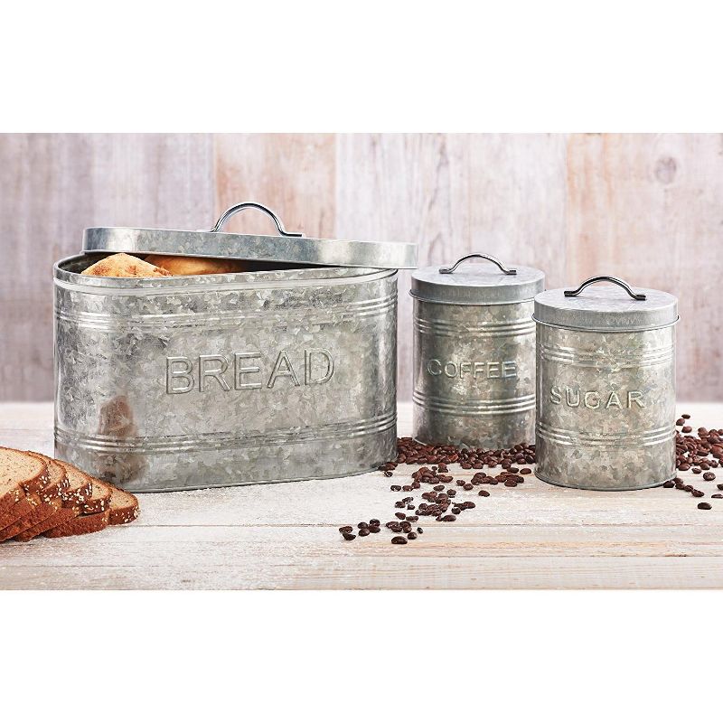 Amici Home Rustic Kitchen Collection Galvanized Metal Storage Canister, Food Safe, 76-ounces, 2 of 6