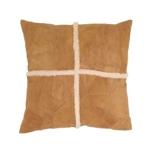 Saro Lifestyle Distinctive Patchwork Leather Pillow Cover - 1 of 4