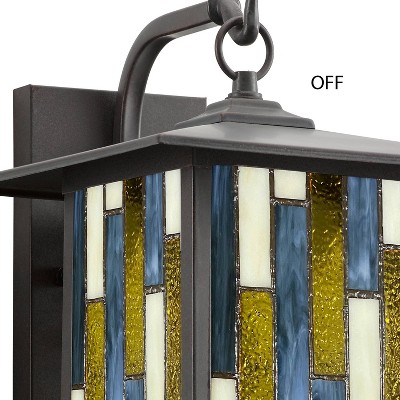 11.75" Bronze Stained Glass Outdoor Wall Lantern Sconce