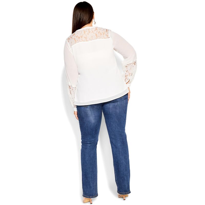 Women's Plus Size Mysterious Lace Top - ivory | CITY CHIC, 5 of 8