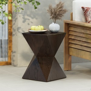 Wooakway Concrete Outdoor Side Table with Symmetric Design, Weather-Resistant Accent for Patio, Garden, or Balcony - 1 of 4