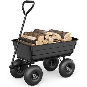 Poly Dump Cart - Heavy Duty 600lbs Garden Cart with Quick-Release Dumping & No-Flat 10" Tires, Utility Wagon for Yard Work, Landscaping, Gardening - 1 of 4