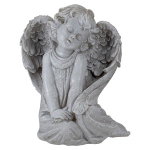 Northlight 8.75" Gray Sitting  Angel with Wings Outdoor Garden Statue - 1 of 4