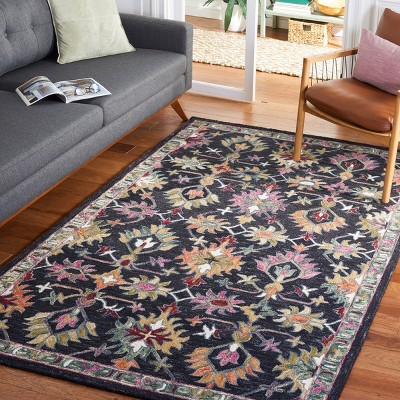 Aspen Black and Pink Handmade Wool Tufted Rug
