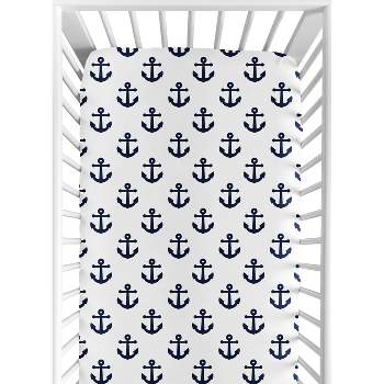 Sweet Jojo Designs Gender Neutral Baby Fitted Crib Sheet Sailor Navy Blue and White