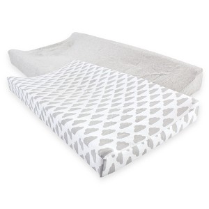 Hudson Baby Infant Cotton Changing Pad Cover, Heather Gray Cloud, One Size - 1 of 1