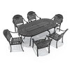 7-Piece Cast Aluminum Outdoor Dining Set: OvalTable, Stackable Chairs & Blue Cushions - All-Weather Patio Furniture for Your Backyard - 3 of 4