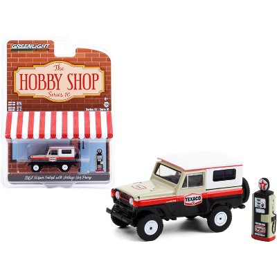 1967 Nissan Patrol with Vintage Gas Pump "Texaco" "The Hobby Shop" Series 10 1/64 Diecast Model Car by Greenlight