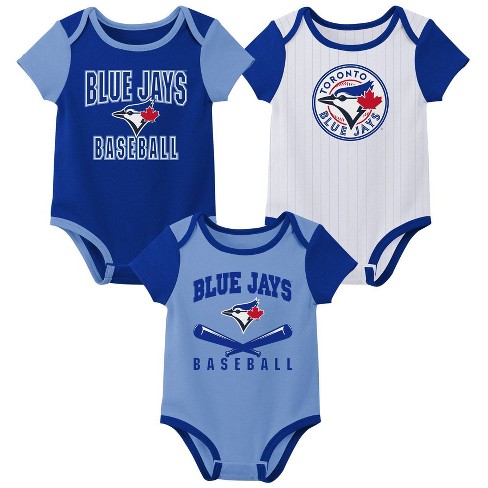 MLB Toronto Blue Jays Infant Boys' White Pinstripe 3pk Bodysuits - 0-3M