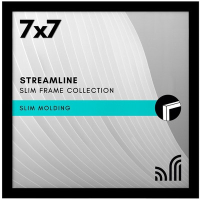 Americanflat 7x7 Picture Frame - Streamline Collection - Thin Border Square Frame for Tabletop and Wall Display - Black