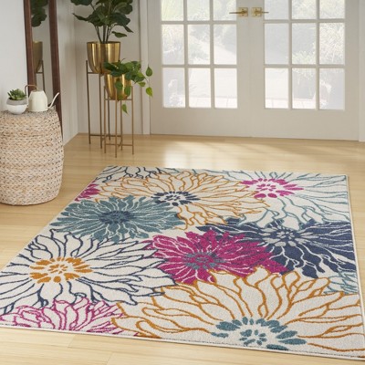 Handmade Off-White Floral Synthetic 8' x 10' Rug