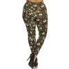 Slickblue Plus Size One Size Skulls & Bones Printed Leggings, Full Length, Banded High Waist, Stretch Fit, Black/Green - 3 of 4