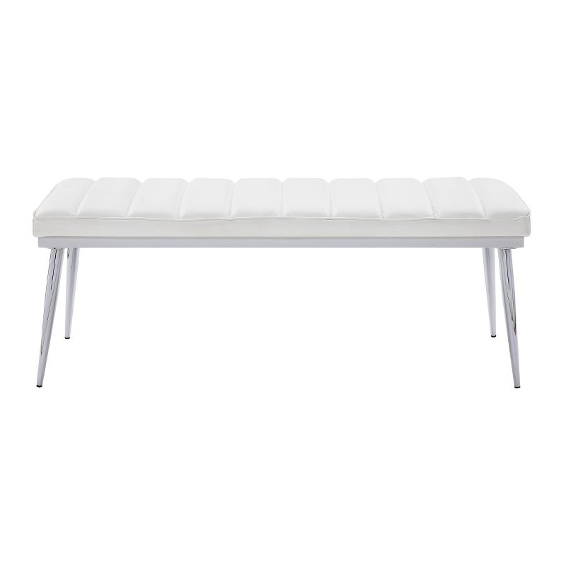 Weizor Bench White Faux Leather/Chrome - Acme Furniture, 3 of 7